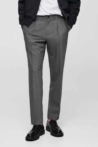 Pantalon regular-fit fluide pinces - Gris