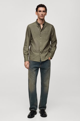 Chemise regular fit coton Oxford - Kaki