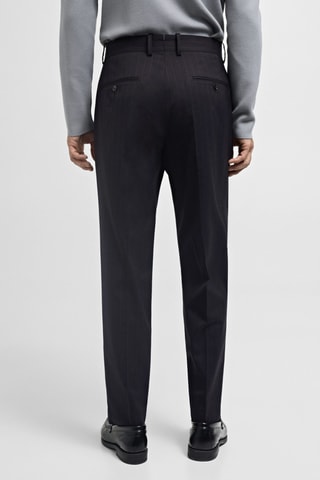 Pantalon costume laine slim-fit rayures - Bleu marine