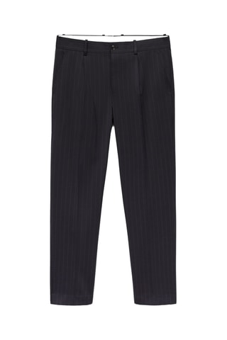 Pantalon costume laine slim-fit rayures - Bleu marine