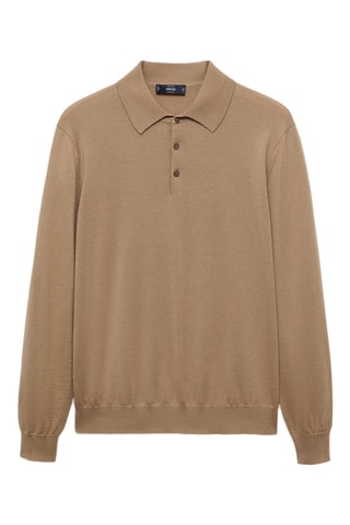 Polo 100 % laine mérinos manches longues - Sable