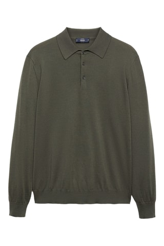 Polo 100 % laine mérinos manches longues - Vert