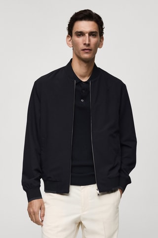 Veste bomber tissu comfort stretch - Bleu marine