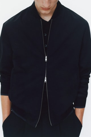 Veste bomber tissu comfort stretch - Bleu marine
