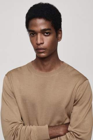 Pull-over 100 % laine maille moyenne - Sable