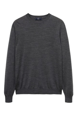 Pull-over 100 % laine maille moyenne - Gris foncé chiné