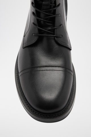 Bottines cuir lacets - Noir