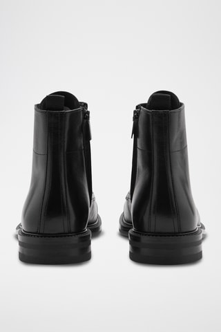 Bottines cuir lacets - Noir