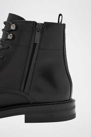 Bottines cuir lacets - Noir