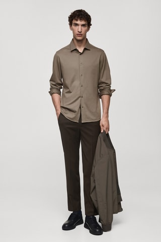 Chemise regular-fit infroissable - Marron
