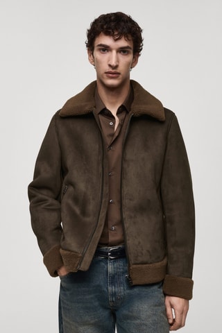 Veste double face effet daim - Cognac