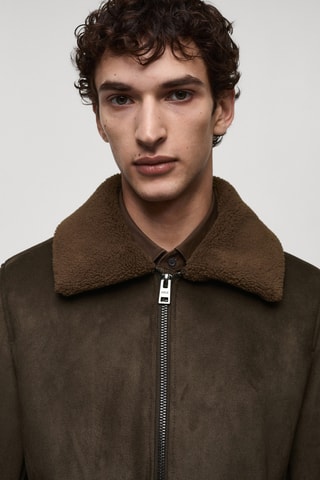 Veste double face effet daim - Cognac