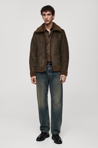 Veste double face effet daim - Cognac