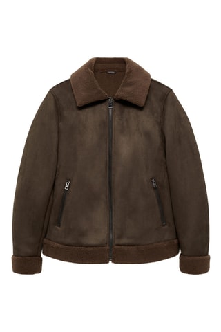 Veste double face effet daim - Cognac