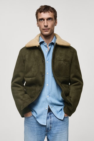 Veste double face intérieur moutonné - Kaki