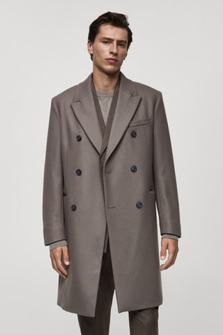 Manteau croisé 100 % laine italienne - Marron