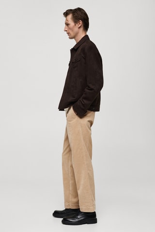 Pantalon velours côtelé pinces straight-fit - Beige