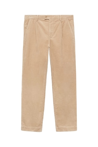 Pantalon velours côtelé pinces straight-fit - Beige