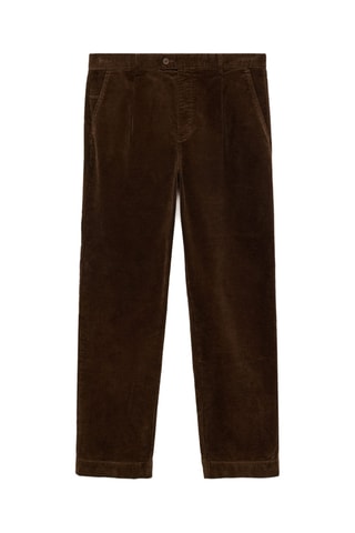 Pantalon velours côtelé pinces straight-fit - Marron