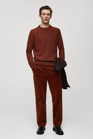 Pantalon velours côtelé pinces straight-fit - Rouge orangé