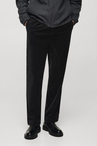 Pantalon velours côtelé pinces straight-fit - Noir