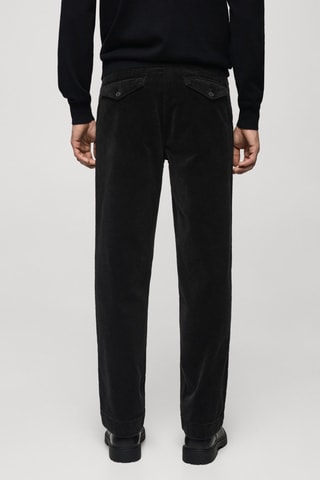 Pantalon velours côtelé pinces straight-fit - Noir
