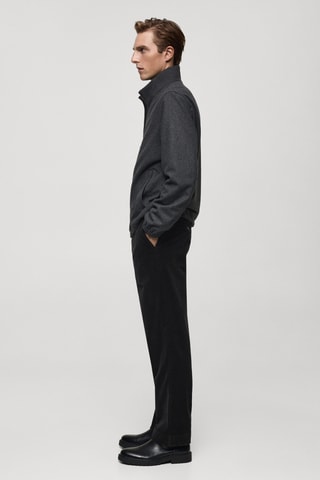 Pantalon velours côtelé pinces straight-fit - Noir