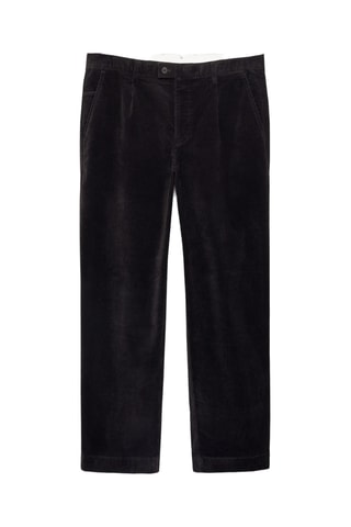 Pantalon velours côtelé pinces straight-fit - Noir