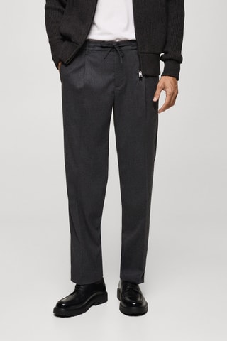 Pantalon regular fit pinces cordon - Gris