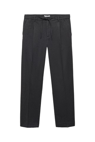 Pantalon regular fit pinces cordon - Gris