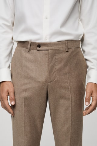 Pantalon costume flanelle 100 % laine italienne - Marron