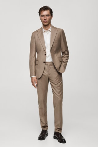 Pantalon costume flanelle 100 % laine italienne - Marron