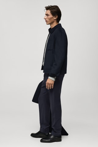 Pantalon costume flanelle 100 % laine italienne - Bleu marine