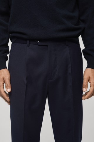 Pantalon costume flanelle 100 % laine vierge - Bleu marine