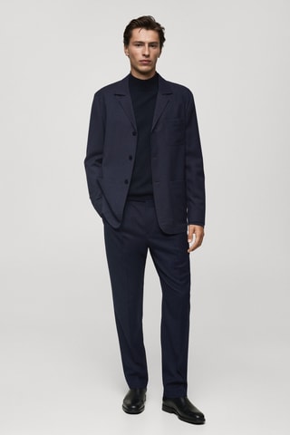 Pantalon costume flanelle 100 % laine vierge - Bleu marine