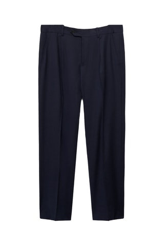 Pantalon costume flanelle 100 % laine vierge - Bleu marine