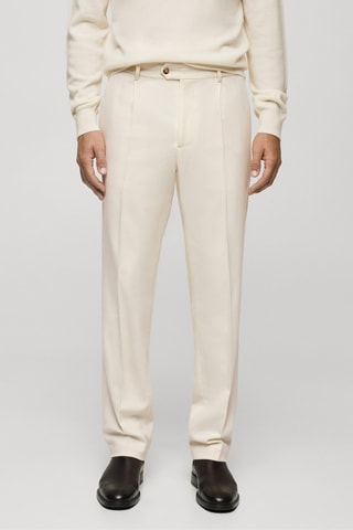 Pantalon costume flanelle laine italienne - Blanc