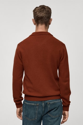 Pull-over laine col polo - Orange foncé