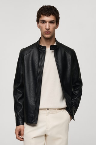 Blouson similicuir fermeture Éclair - Noir