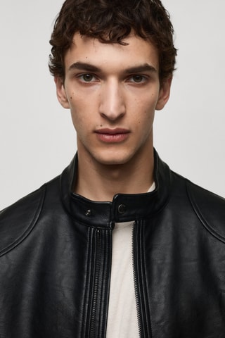 Blouson similicuir fermeture Éclair - Noir