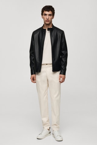 Blouson similicuir fermeture Éclair - Noir