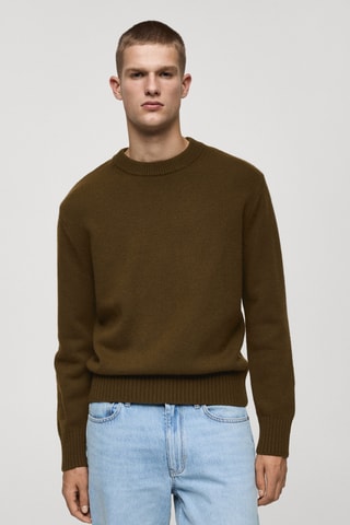 Pull-over maille laine mélangée - Olive