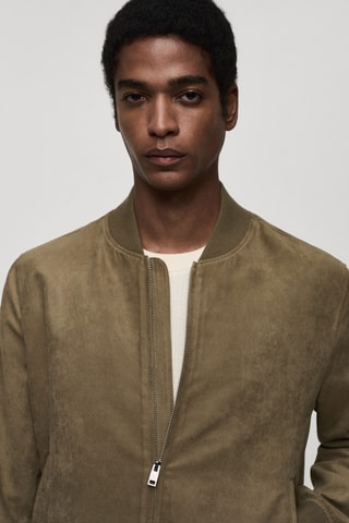 Blouson bomber imitation daim - Kaki