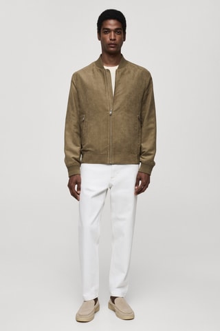 Blouson bomber imitation daim - Kaki