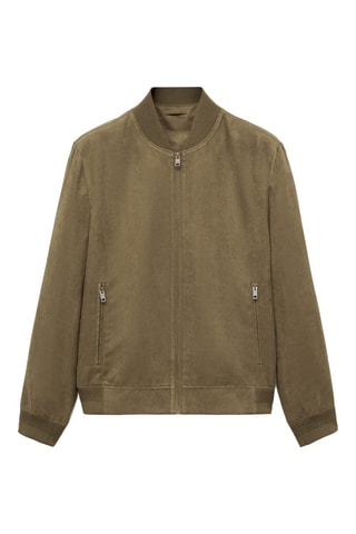 Blouson bomber imitation daim - Kaki