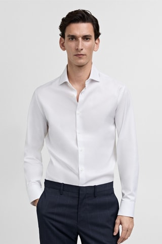 Chemise costume regular-fit structurée - Blanc