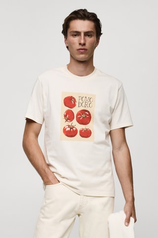 T-shirt regular-fit coton imprimé - Écru