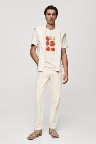 T-shirt regular-fit coton imprimé - Écru
