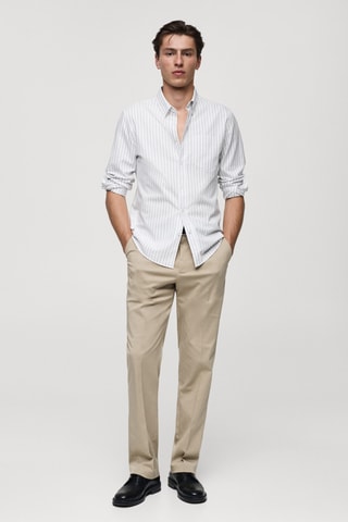 Chemise 100 % coton rayures bicolores - Blanc