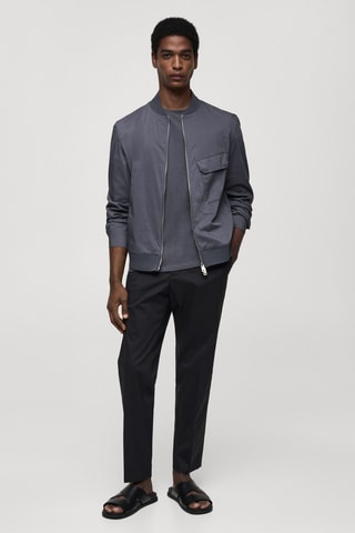 Veste bomber poche - Bleu pétrole